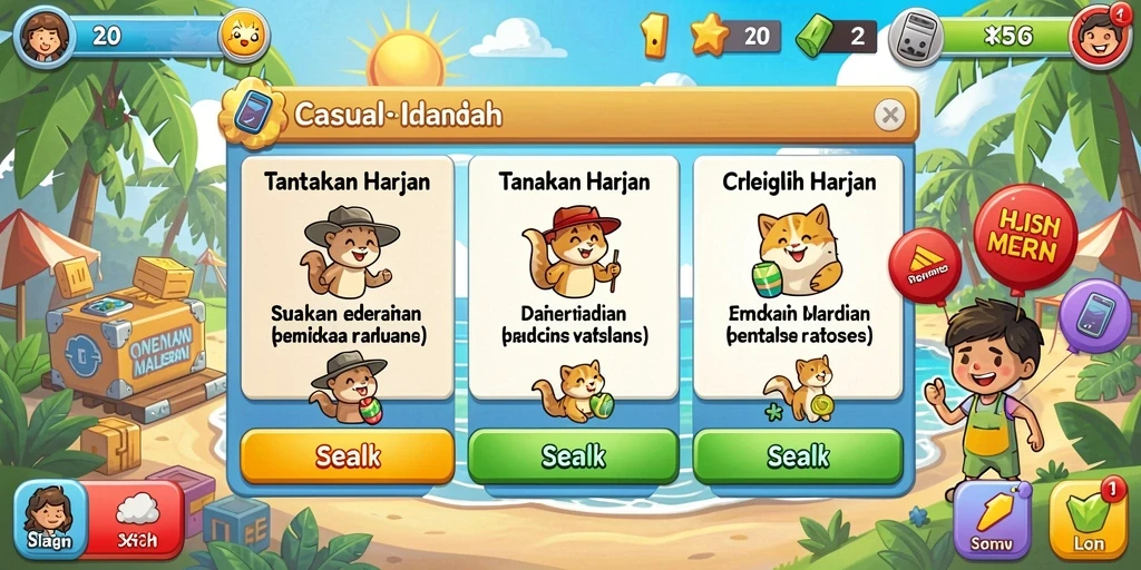Tampilan awal permainan yang menarik dan user-friendly.